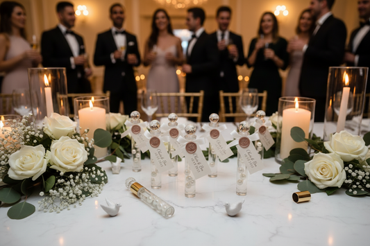 Perfume Oil Wedding Favours - Overhead Event Shot
