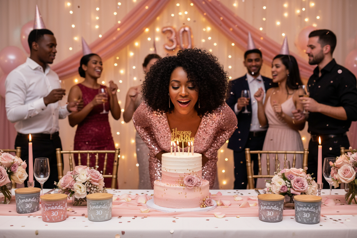 Amanda blowing out candles with exact candles