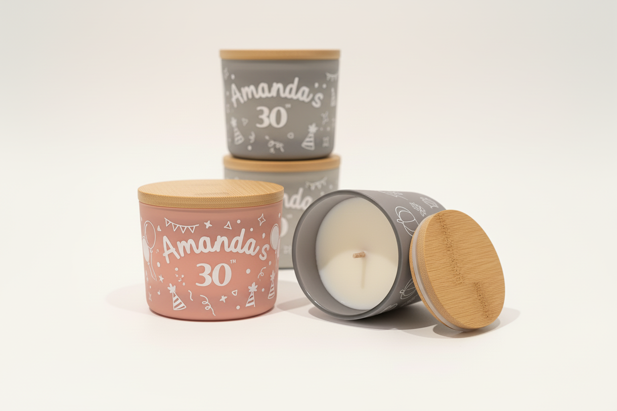 Blush theme candles with party decorations