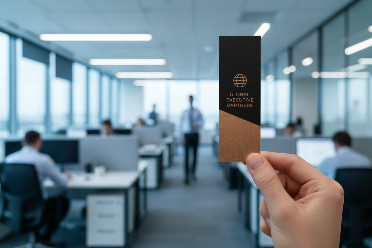 Bookmark with corporate office floor backdrop