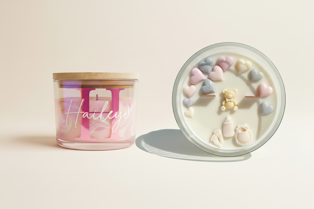 Candles with lavender hearts