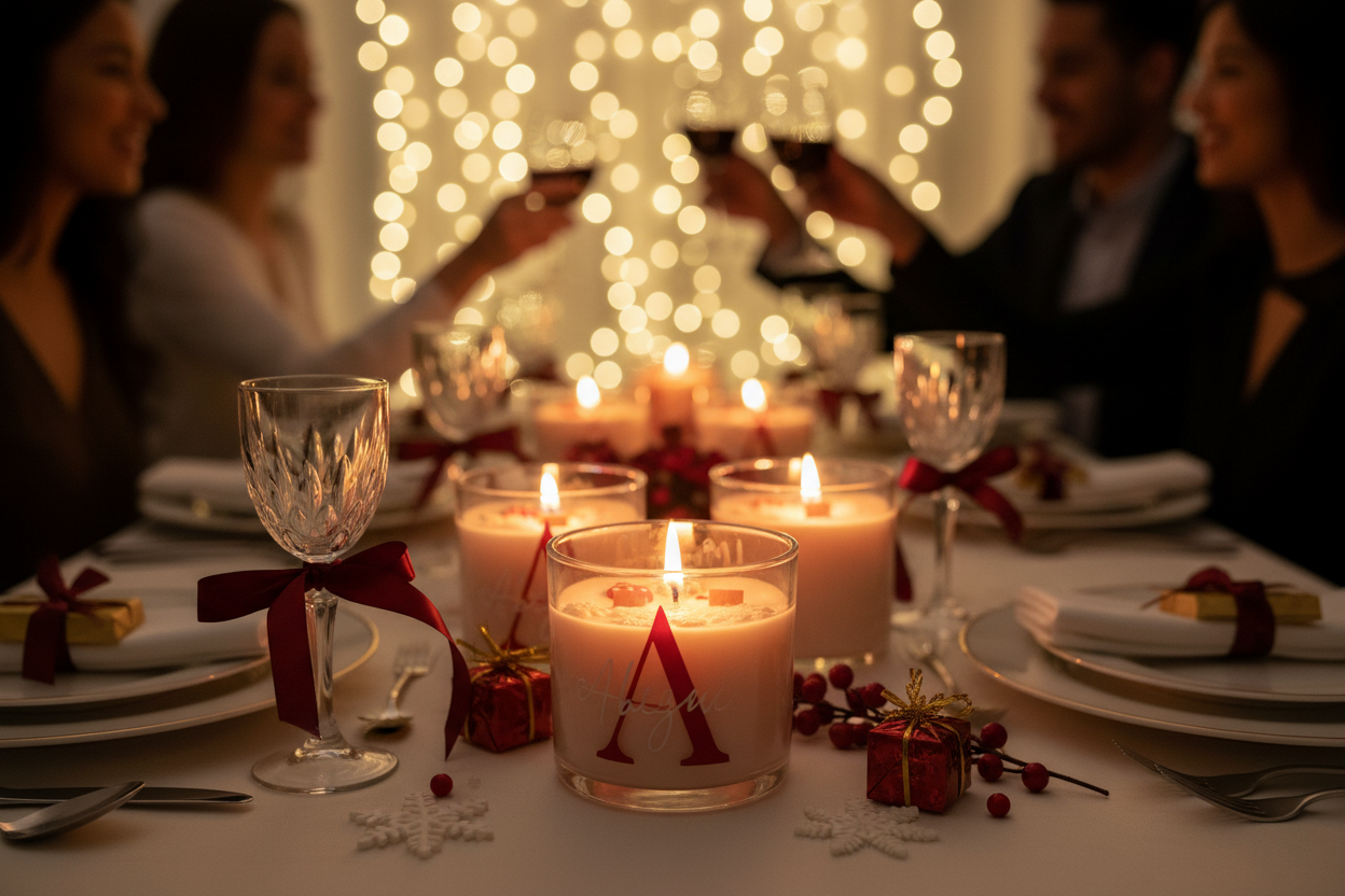 Close-up Christmas table setting