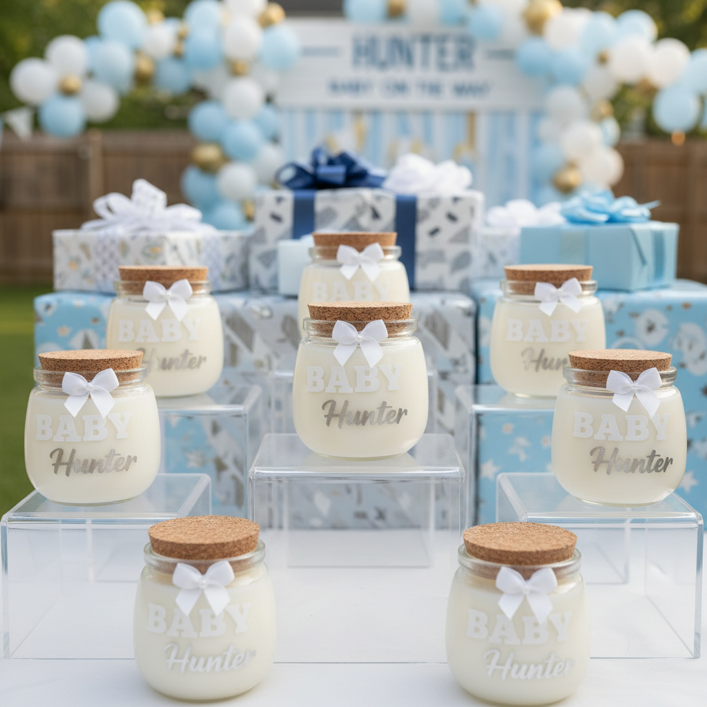 Close-up of Baby Hunter candles at celebration