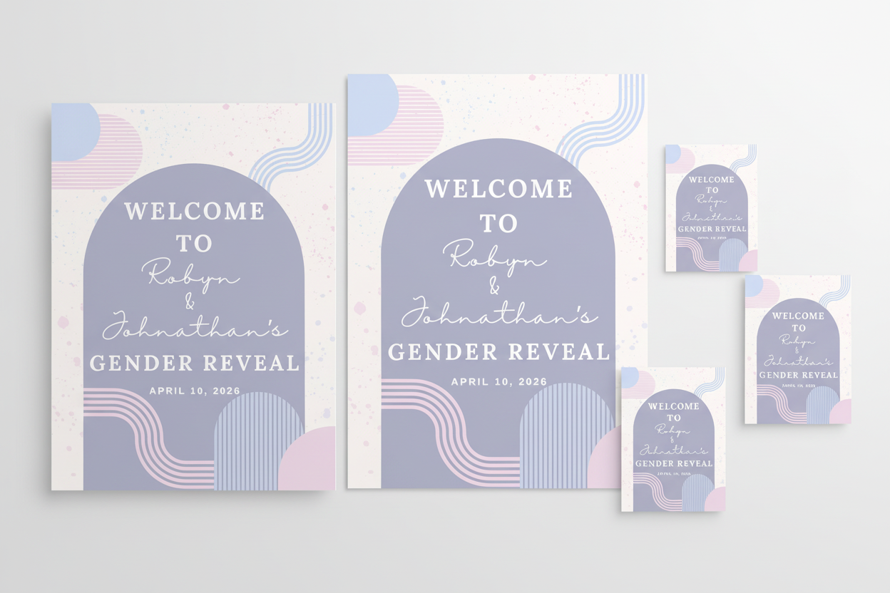 Multiple Printed Welcome Signs in Different Sizes