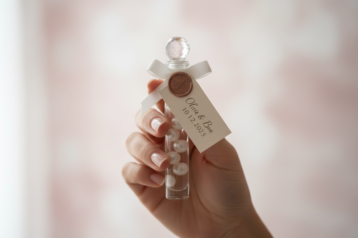 Perfume Oil Bottle with Name Tag and Wax Seal