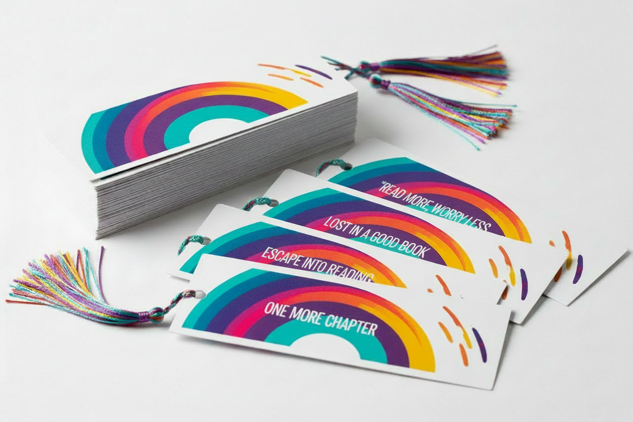 Rainbow bookmarks with corrected quotes