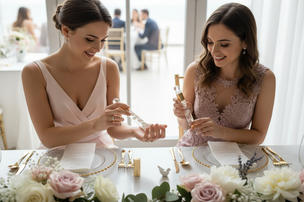 Wedding Guests Using Perfume Oil - Cap Off